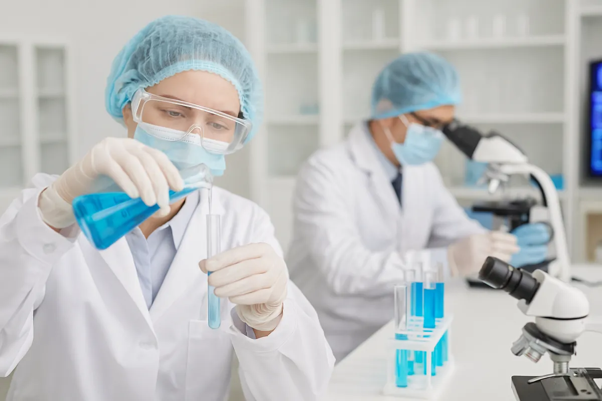 Scientists testing formulations in the Rhett Healthcare R&D laboratory